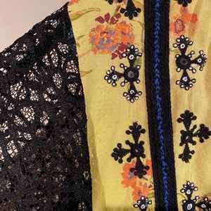 Free People Yellow Lace Floral Top